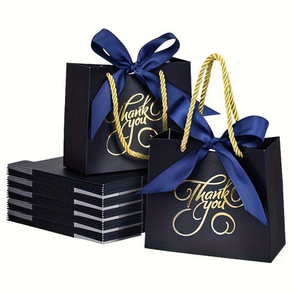 Gift Bag Set Small Thank You Print, 50 Handle Bags in Pink, Green, White, Red or Blue, 5.5 x 2.4 x 4.7 Inches