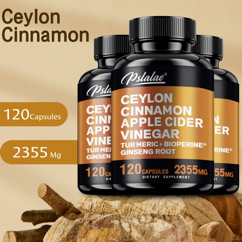 Ceylon Cinnamon Capsules 120 Count with Apple Cider Vinegar Turmeric Bioperine & Ginseng for Bath Time, Home Spa and Personal Care