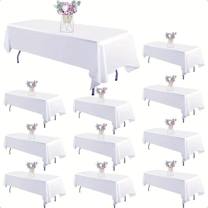 10-Pack White Rectangular Tablecloths 60x102 Inch – Washable Banquet Table Covers for Weddings, Parties & Events