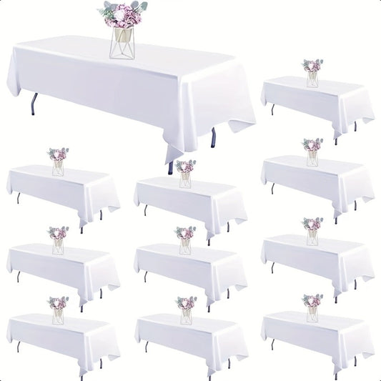 10-Pack White Rectangular Tablecloths 60x102 Inch – Washable Banquet Table Covers for Weddings, Parties & Events
