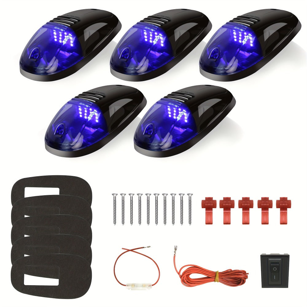 5pcs LED Cab Roof Marker Lights 16/24 LED 12V Super Bright UV-Resistant ABS Lens with Wiring Harness Kit for 2003-2018 Pickup Trucks 1500