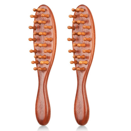 Sandalwood Loc Comb Wide Tooth 2 Pcs Wooden Ergonomic Detangling Comb for Dreads Locs Curly, for Home, Travel and Salon Hair Styling