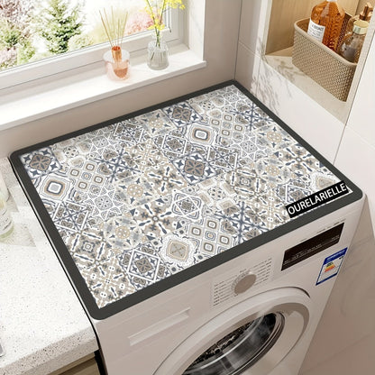Washing Machine Cover Silicone Decorative Plaid, 23.62x19.69 Inch Kitchen Laundry Room Top Load Washer Protector