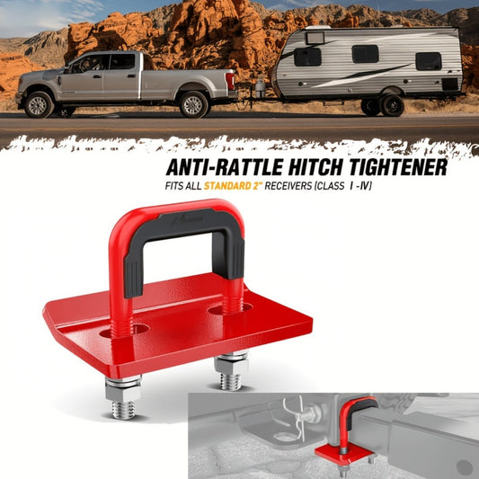 Trailer Hitch Tightener Anti Rattle Stabilizer 2 Inch Heavy Duty Steel U-Bolt with Rubber Cover Hitch Mount Wobble Eliminator for 2"