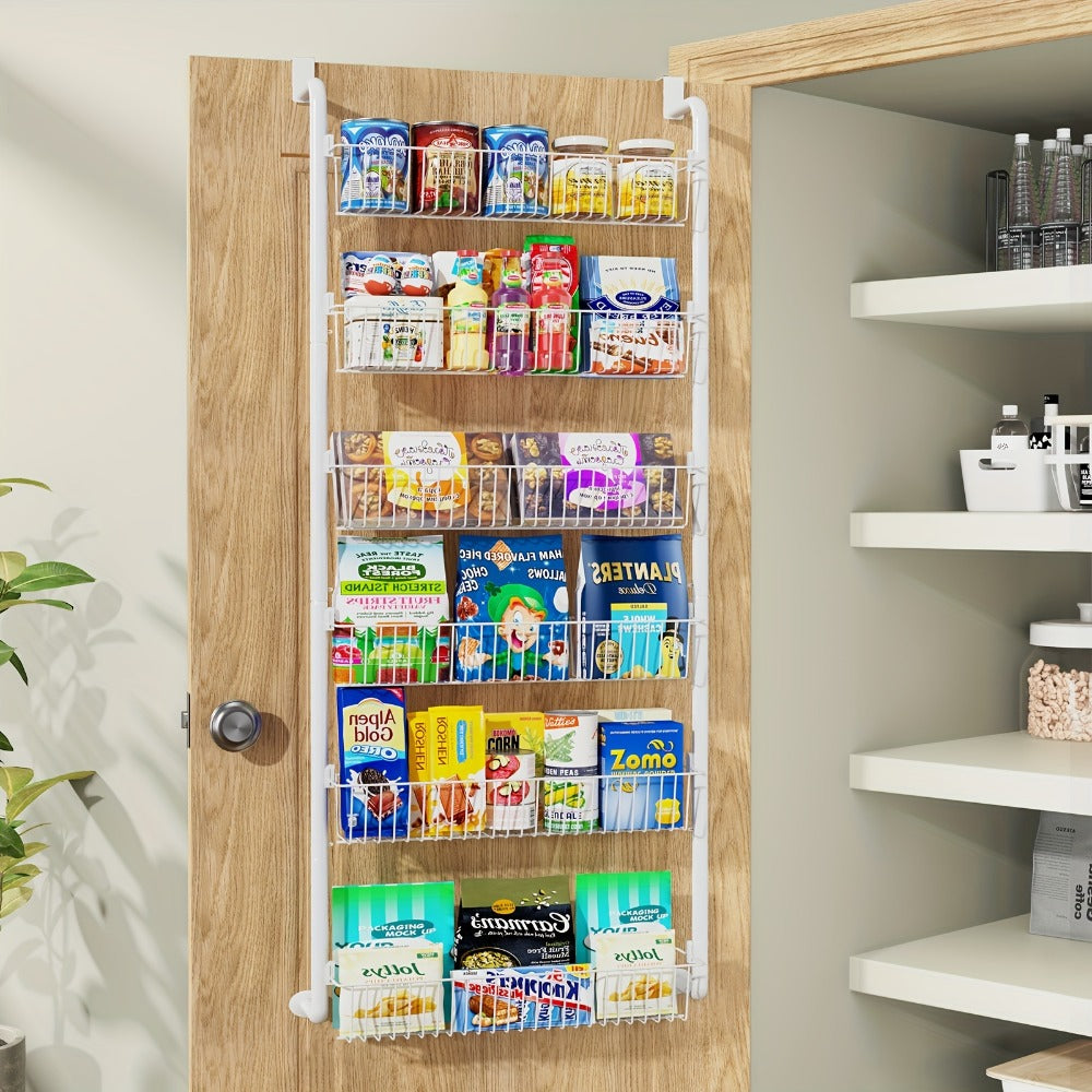 Over The Door Organizer – Multi-Layer Pantry Storage Rack for Kitchen Bathroom Laundry Room, Space Saving Door Hanging Shelf
