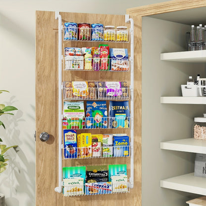 Over The Door Organizer – Multi-Layer Pantry Storage Rack for Kitchen Bathroom Laundry Room, Space Saving Door Hanging Shelf