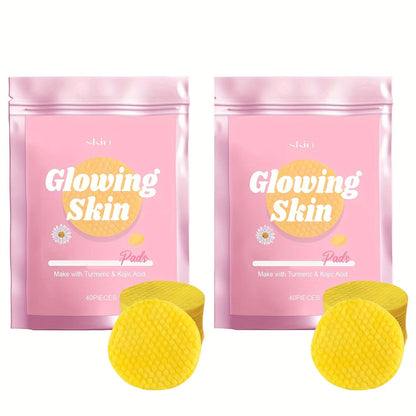 Turmeric Kojic Acid Facial Cleansing Pads Remover 40/80pcs, Exfoliating Toner Wipes for, All Skin Types