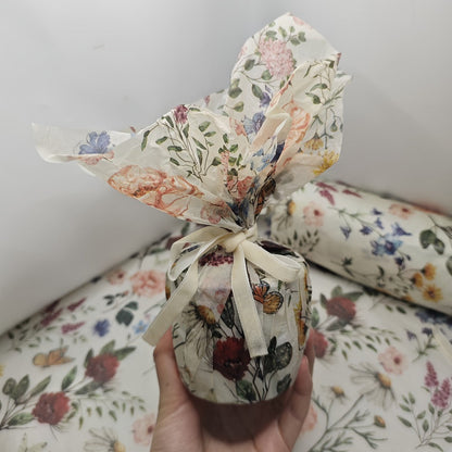 Vintage Floral Wrapping Paper 50pcs, 20"x14" Elegant Pastel Gift Wrap Sheets with Ruffled Edges, Purple Lily Design for Wedding Birthday