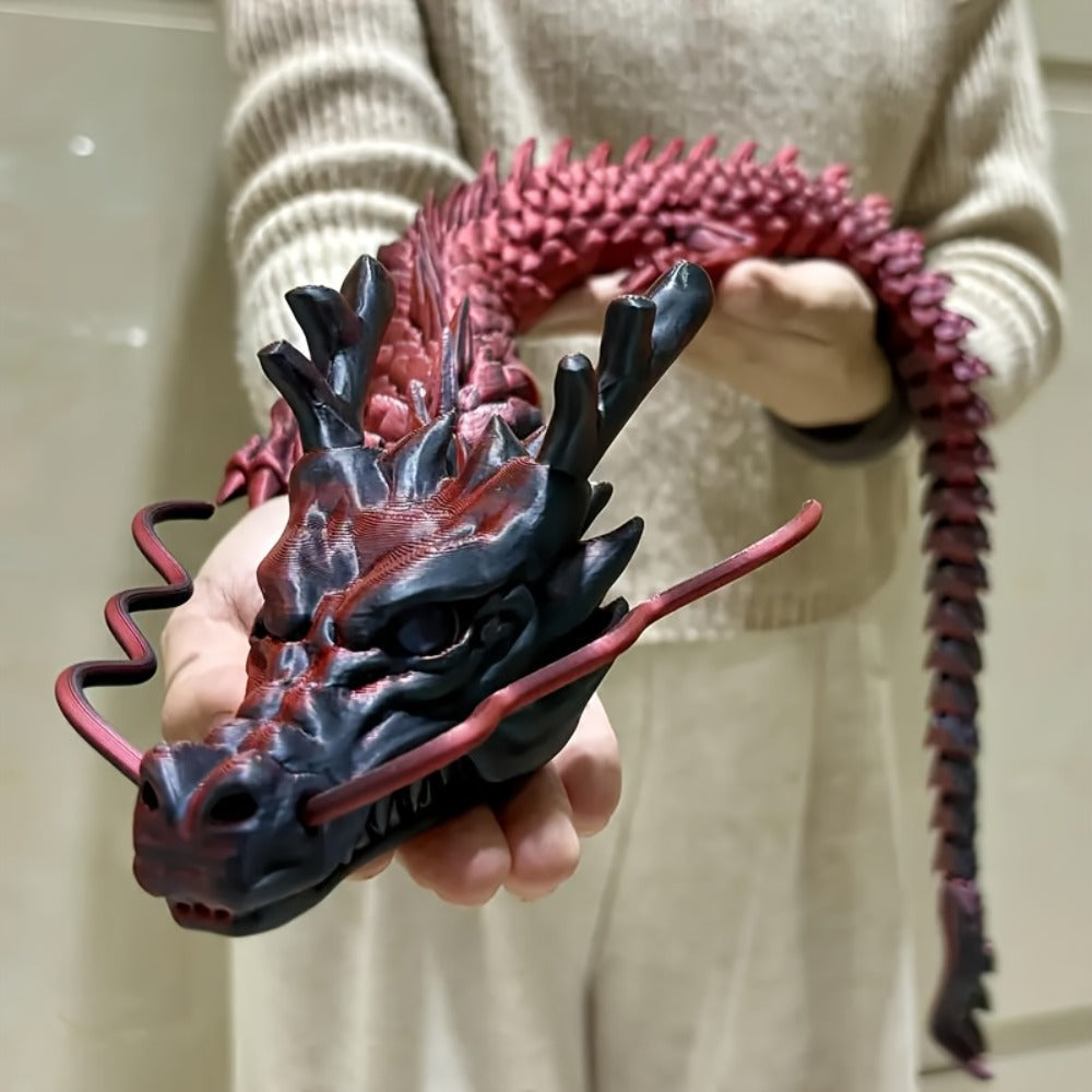3D Printed Dragon 35.4 Inch with Flexible Joints – Articulated Poseable Dragon Figurine for Car Dashboard, Home Decor & Desk Display