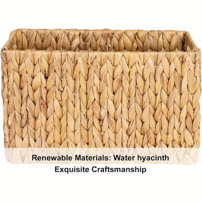 Magazine Holder Basket – Hand Woven Water Hyacinth Wicker Organizer for Bathroom, Office, Living Room, Bedroom Storage & Boho Home Decor