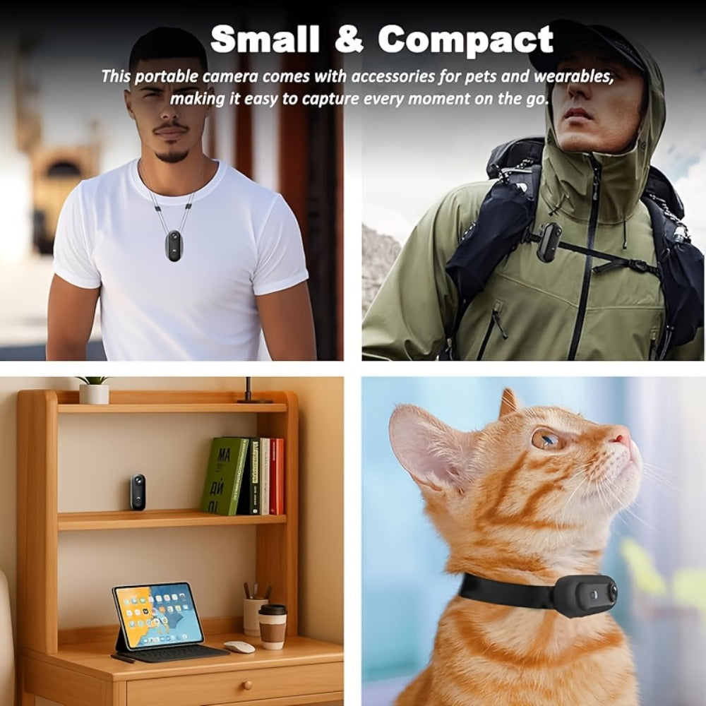 Thumb Size 1080P Body Camera Wearable Clip-On Sports Cam, 1.25oz Magnetic Mount, 150-Min Battery