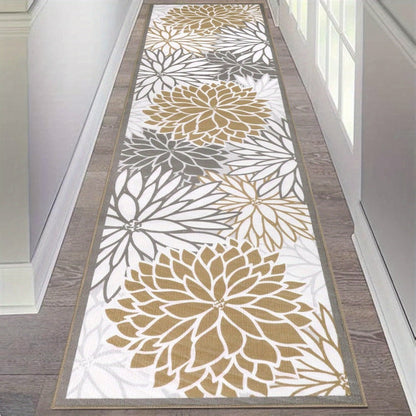 Floral Medallion Hallway Runner in Brown or Grey with 2 × 6, 2 × 8 and 2 × 10 ft Options for Home Decor