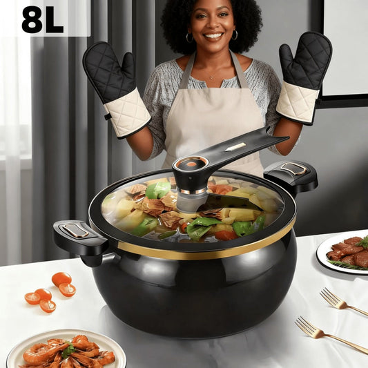 Non-Stick Soup Pot with Twist-Lock Handle | Large Capacity Stew Pot Compatible with Gas Stove Induction Cooker Open Fire | Multi-Function