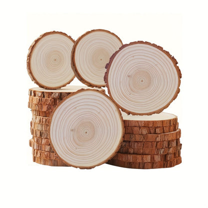 Wood Slices 28 Pcs Natural Log Bark Rounds for Crafts DIY Centerpieces Christmas Ornaments Wreaths Wedding Decor Painting Woodworking