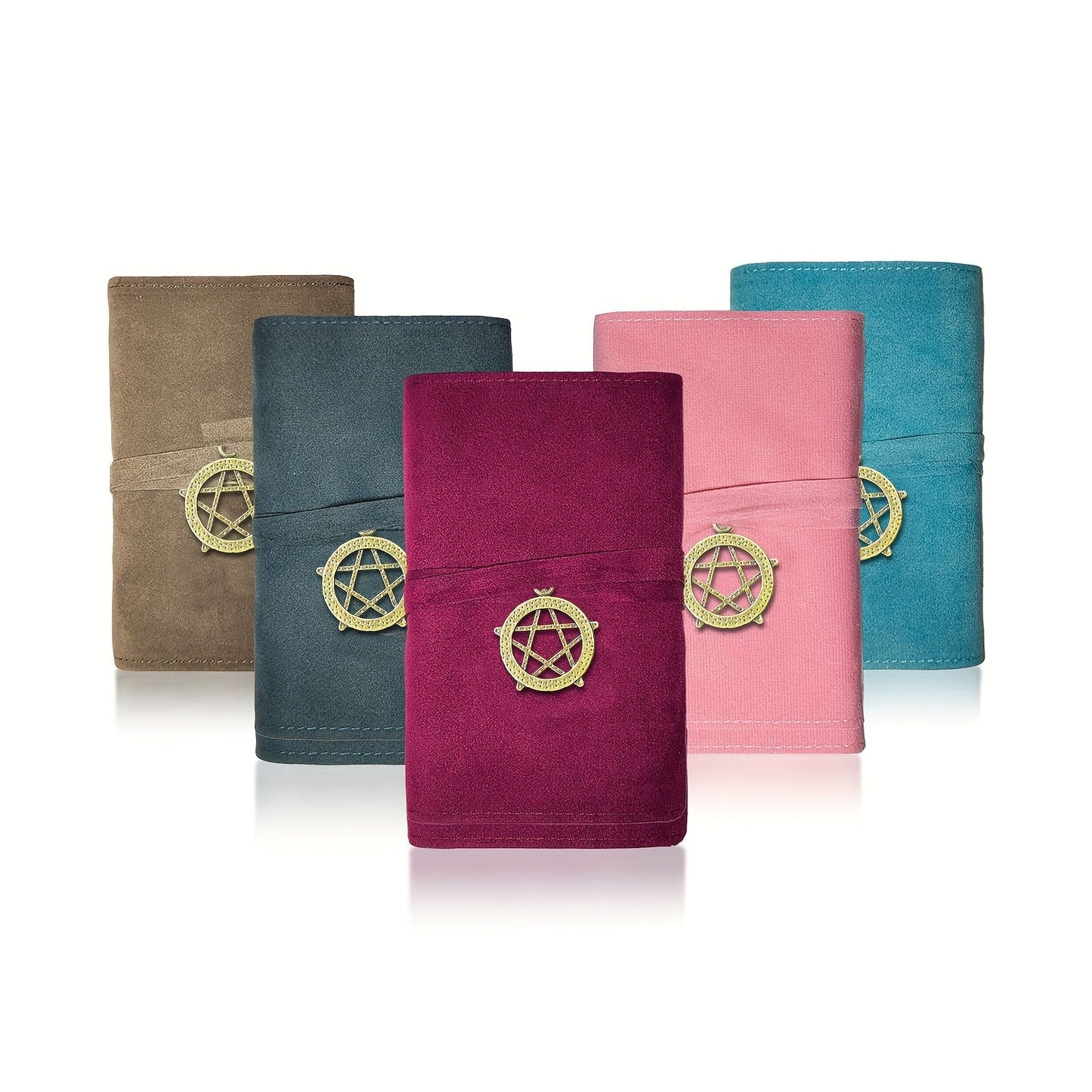 Tarot Card Bag Velvet Pouch with Retro Pendant – 5pcs Lightweight Tarot Storage Holder Set, Mystical Drawstring Bags for Tarot Cards