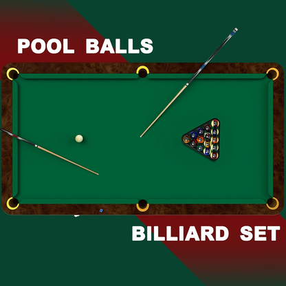 20-Piece Pool Ball and Cue Set with 16 Graphic Billiard Balls, Two Cues and Two Ball Racks