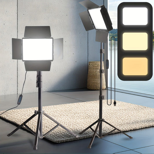 LED Fill Light Kit Studio Photography Lighting Set 10-Inch Square Dimmable 3 Color Modes for an Everyday Personal Care Routine