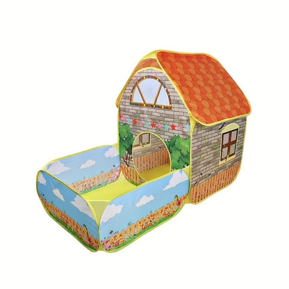 Kids Cottage Play Tent with Ball Pit Cartoon Playhouse Indoor Outdoor with the Listed Color, Size or Set Options for Everyday Use