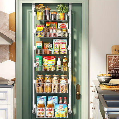 Over-the-Door Metal Organizer Rack 6 & 8 Tier – Pantry Storage, Spice Rack, Kitchen Cabinet Organizer, Holds Up to 80 Lbs