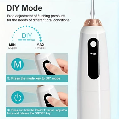 Water Flosser Oral Care Kit, 3-Mode Portable Electric Dental Cleaner, USB Rechargeable, 4-Function Nozzle