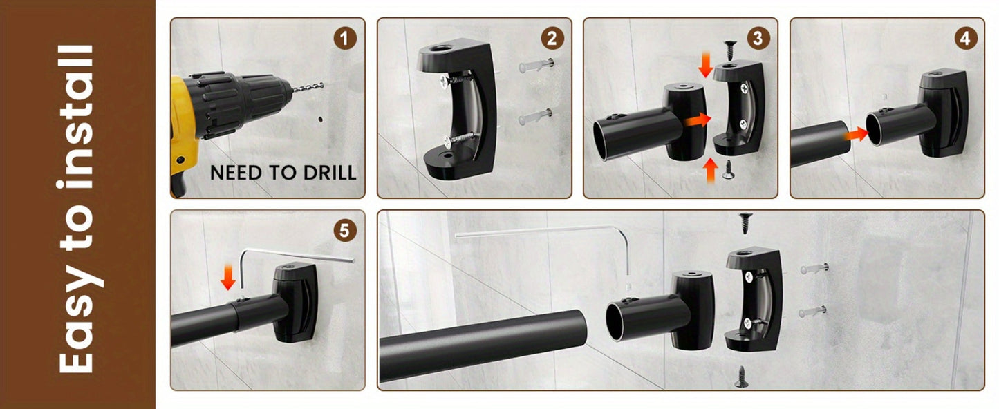 Curved Shower Curtain Rod Adjustable 43-72 Inch - Aluminum Tension Mount No Drilling Extra Space Shower Rod for Bathtub Stall