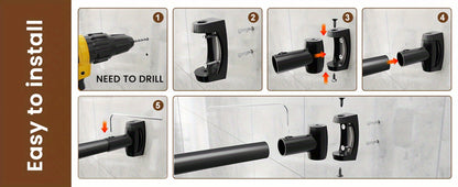 Curved Shower Curtain Rod Adjustable 43-72 Inch - Aluminum Tension Mount No Drilling Extra Space Shower Rod for Bathtub Stall