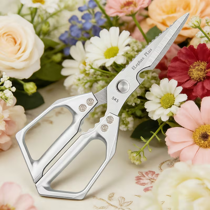 Floral and Light Plant-Trimming Scissors, 10.58 Inches with Open-Loop Metal Handles in One- or Two-Piece Options