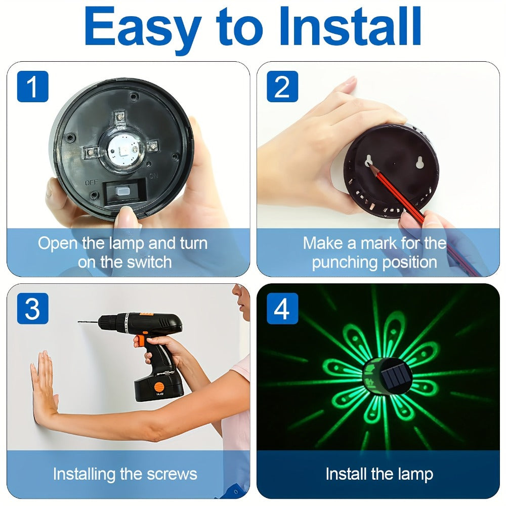 Two-Piece Solar Flower Projection Wall Light Set with Multicolor or Warm White Illumination