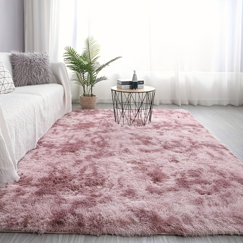 Tie Dye Plush Area Rug – Ultra Soft Thick Fluffy Durable Carpet for Living Room & Bedroom | Easy Care Portable Sofa & Coffee Table Floor Mat