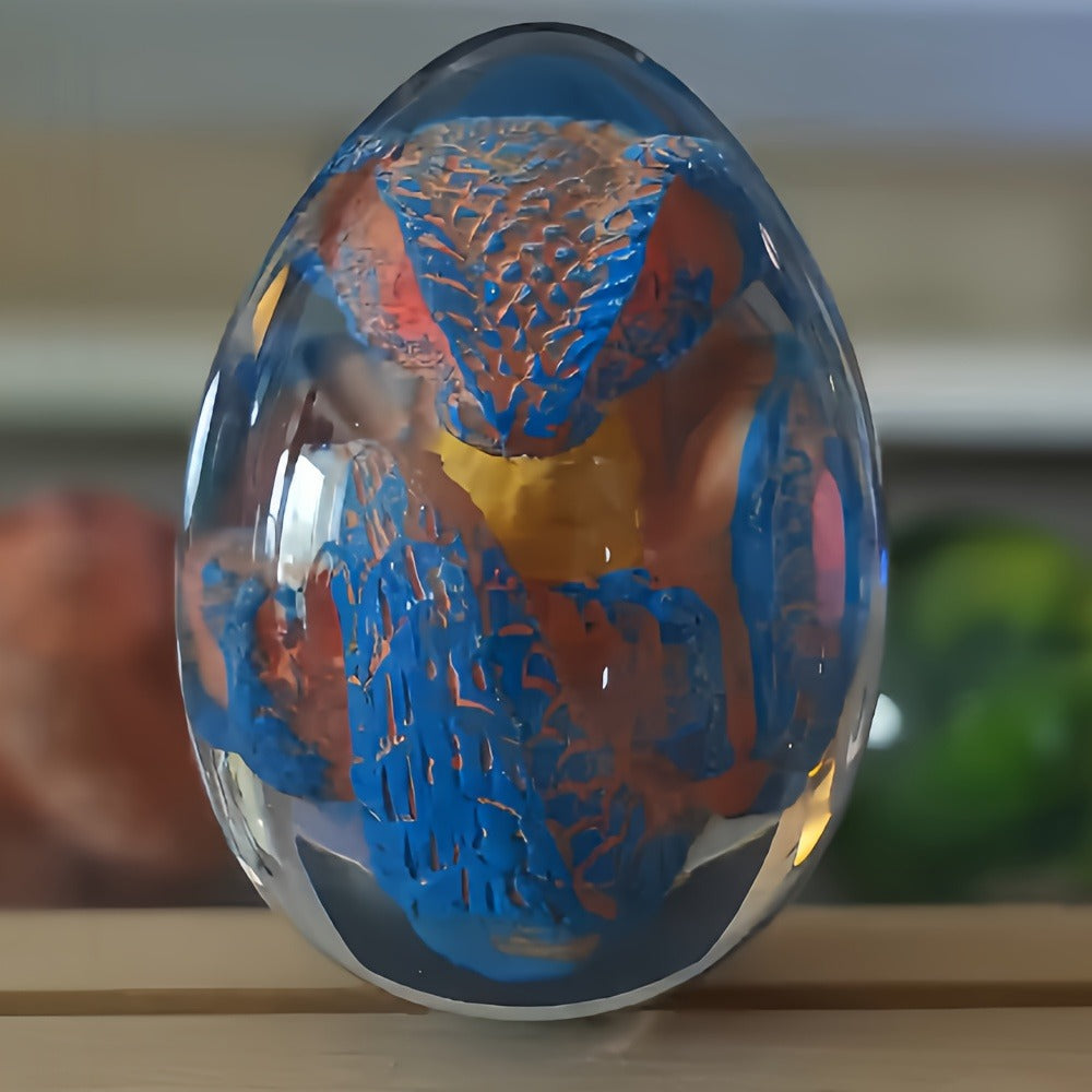 Dragon Egg Statue Crystal Transparent Resin Dinosaur Egg Figurine Handcrafted Collectible for Fantasy Lovers Home Decor Shelf Display