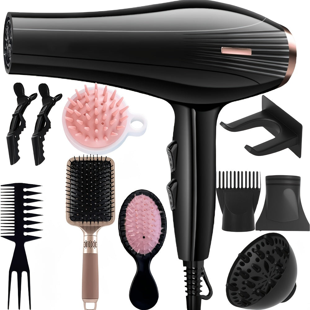 Handheld Hair Dryer with Six Color and Accessory-Package Selections, Rear Intake and Inline Plug Control