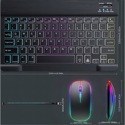 RGB Backlit Keyboard and Mouse Combo 7 Color LED, Ultra-Thin Scissor Keys Quiet Wired Set for PC Desktop Laptop