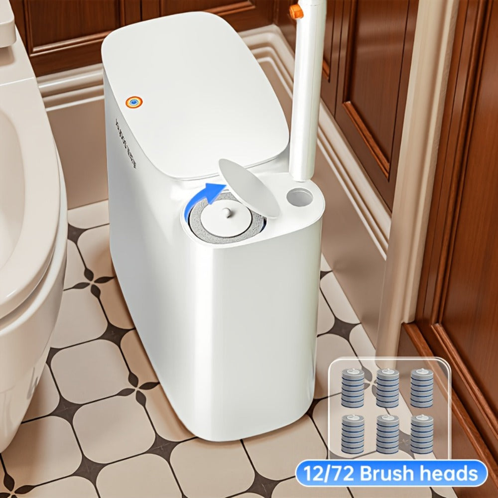 Disposable Toilet Brush with Trash Can 3-in-1 Set Replaceable Brush Heads Space-Saving for Entryways, Bedrooms and Living Spaces