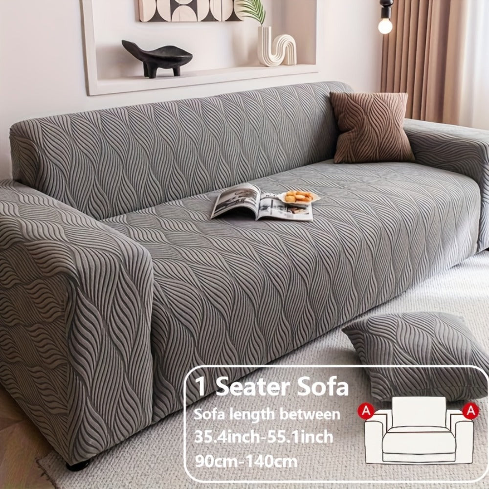 Sofa Cover Polar Fleece Modern Jacquard Elastic Slipcover with Elastic Fit for 1 to 4-Seater Sofas