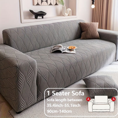 Sofa Cover Polar Fleece Modern Jacquard Elastic Slipcover with Elastic Fit for 1 to 4-Seater Sofas
