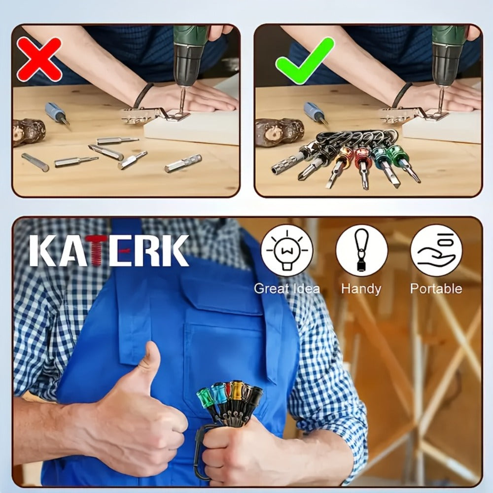 Magnetic Drill Bit Keychain Set Funny Novelty Trick Tool Gift for Men Dad Husband Him for Entryways, Bedrooms and Living Spaces