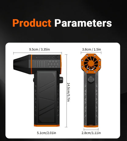 Orange-and-Black Turbine Air Duster with Four Power and Accessory Set Checkout Options Pictured