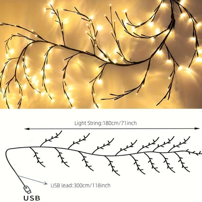 Fairy Lights with Remote, 96-LED Bendable Willow Branch Fairy Lights with USB Power, Remote Control and Eight Indoor Modes