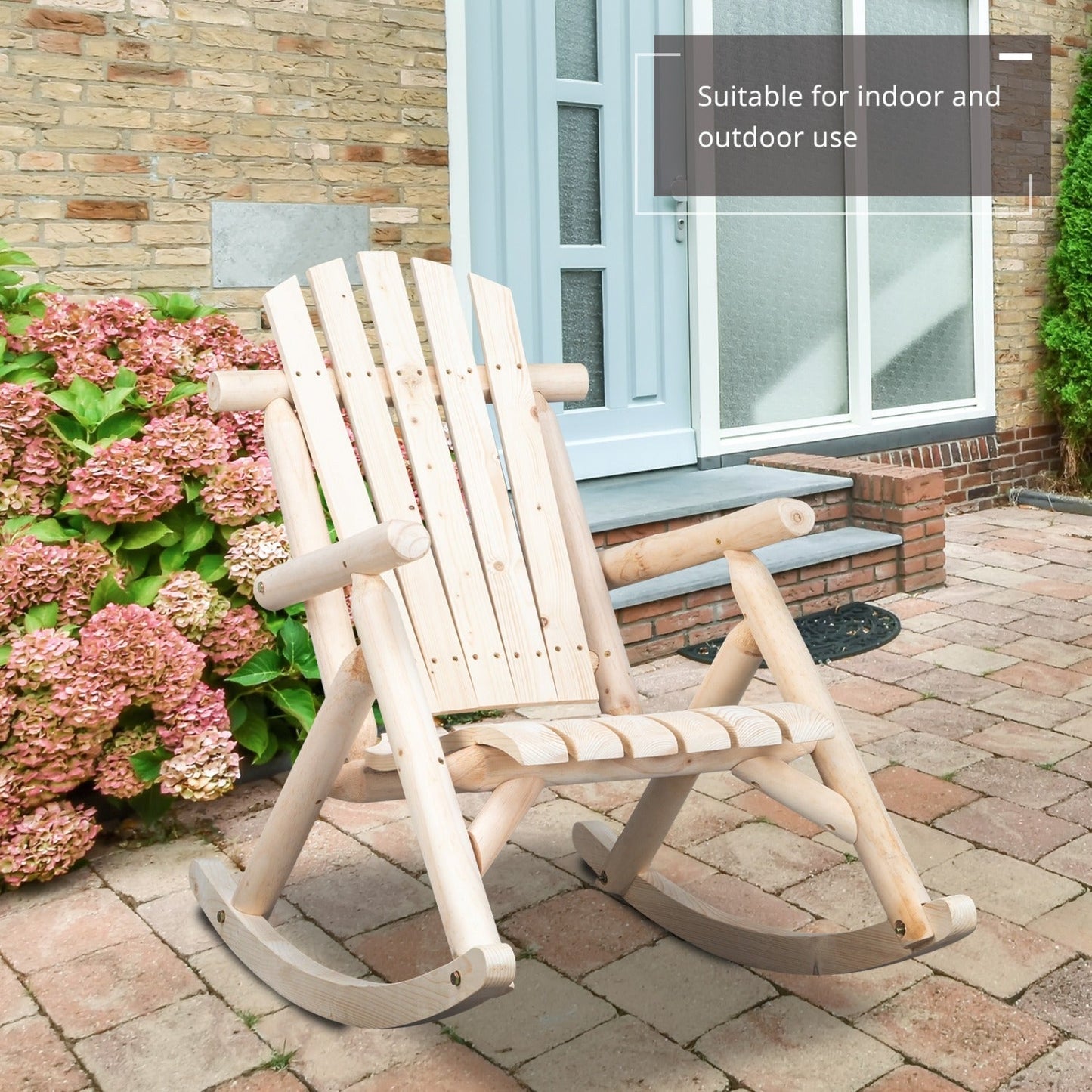 Patio Cedar Rocking Chair 26" Fan-Shaped Backrest Outdoor Rocker for Garden Poolside Patio