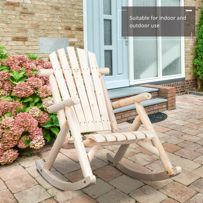 Patio Cedar Rocking Chair 26" Fan-Shaped Backrest Outdoor Rocker for Garden Poolside Patio