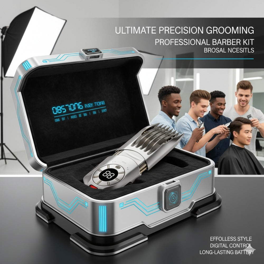 Professional Electric Hair Clipper Set for Men – 5-Speed LED Display Rechargeable Beard Trimmer & Hair Carving Kit