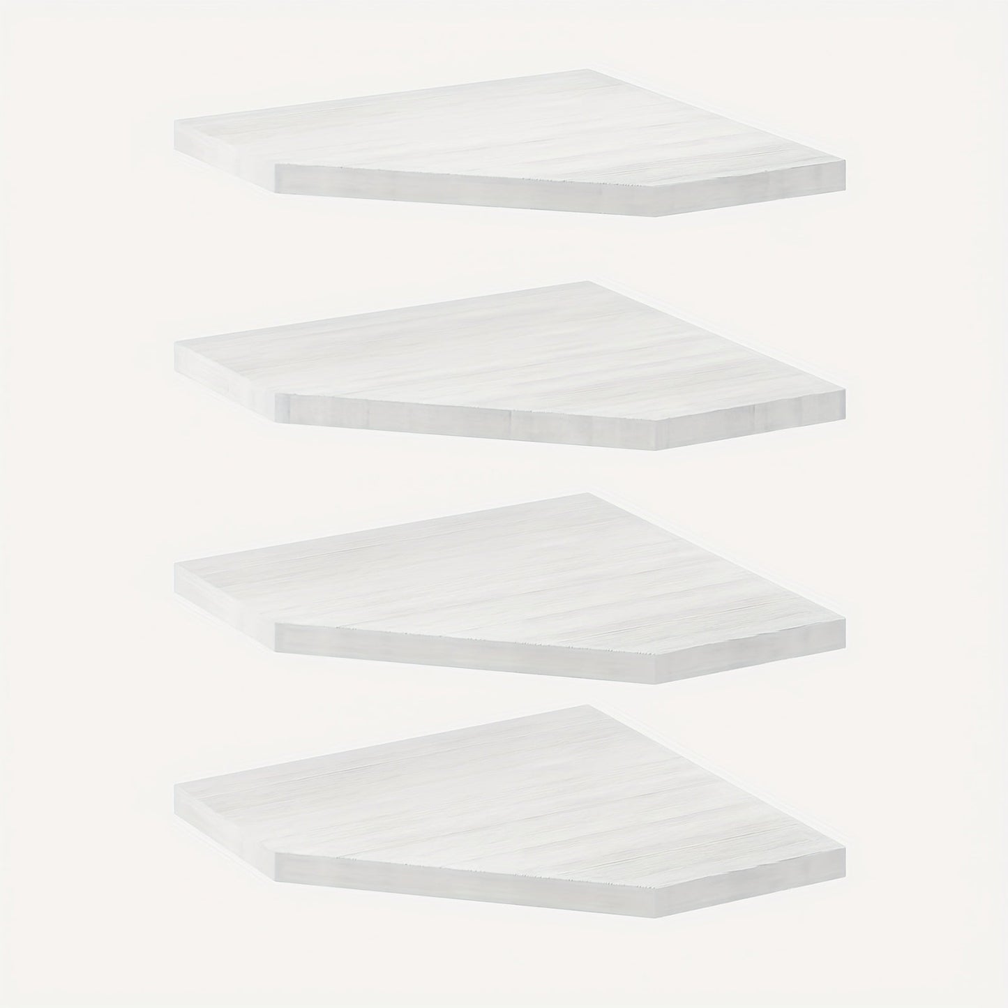 Corner Wall Shelf Set with 13.9-Inch Front Edge, Brown, Black or White Finish and 2, 4 or 6 Pieces