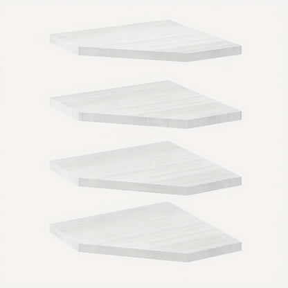 Corner Wall Shelf Set with 13.9-Inch Front Edge, Brown, Black or White Finish and 2, 4 or 6 Pieces