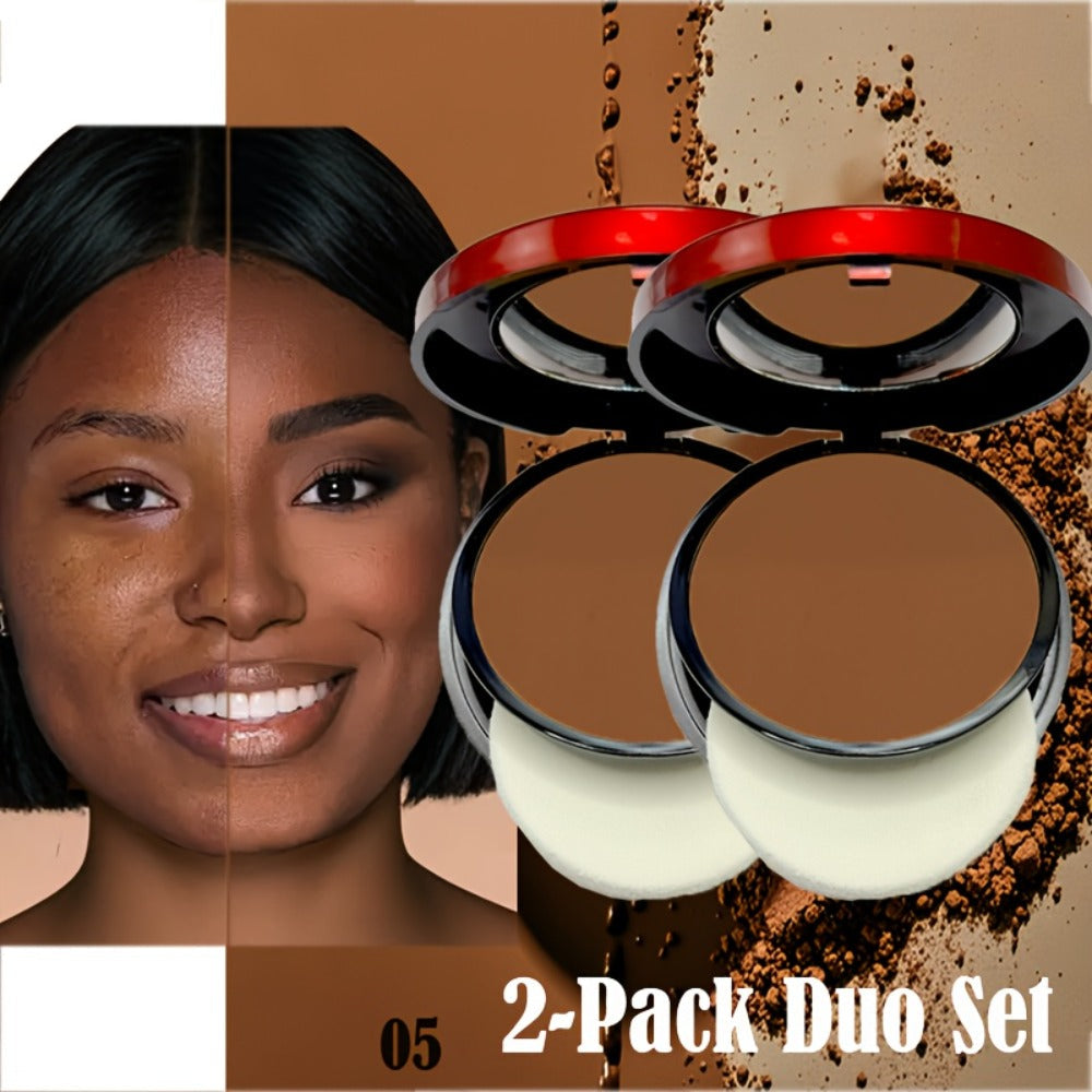 Pressed Powder Foundation Contour Matte Ful1l Coverage Oil Control Waterproof, 6 Shades Light to Dark