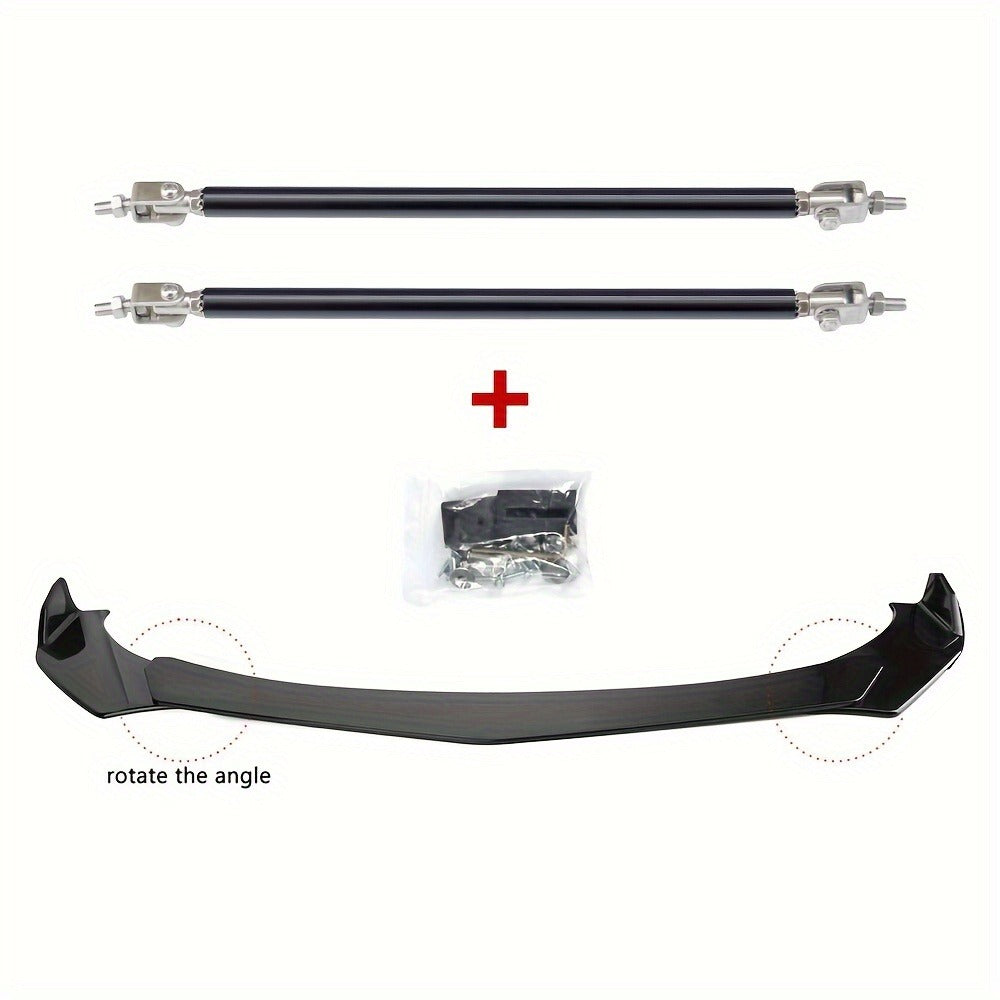 Front Bumper Lip Splitter Spoiler Kit with Strut Rods – Fits Ford Mustang 2000-2021, Dodge Challenger SRT Hellcat