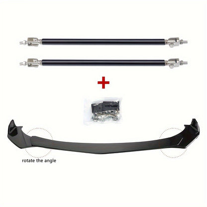 Front Bumper Lip Splitter Spoiler Kit with Strut Rods – Fits Ford Mustang 2000-2021, Dodge Challenger SRT Hellcat