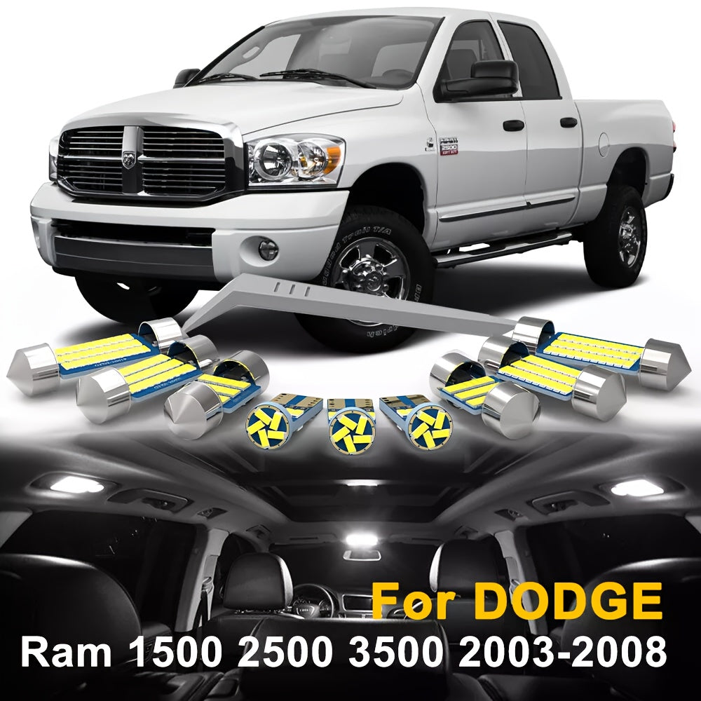 Interior LED Lights Kit for Dodge Ram 1500 2500 3500 – Canbus 6000K Cool White Map Dome Trunk License Plate Bulbs 1994–2023 (13–18 Pcs)