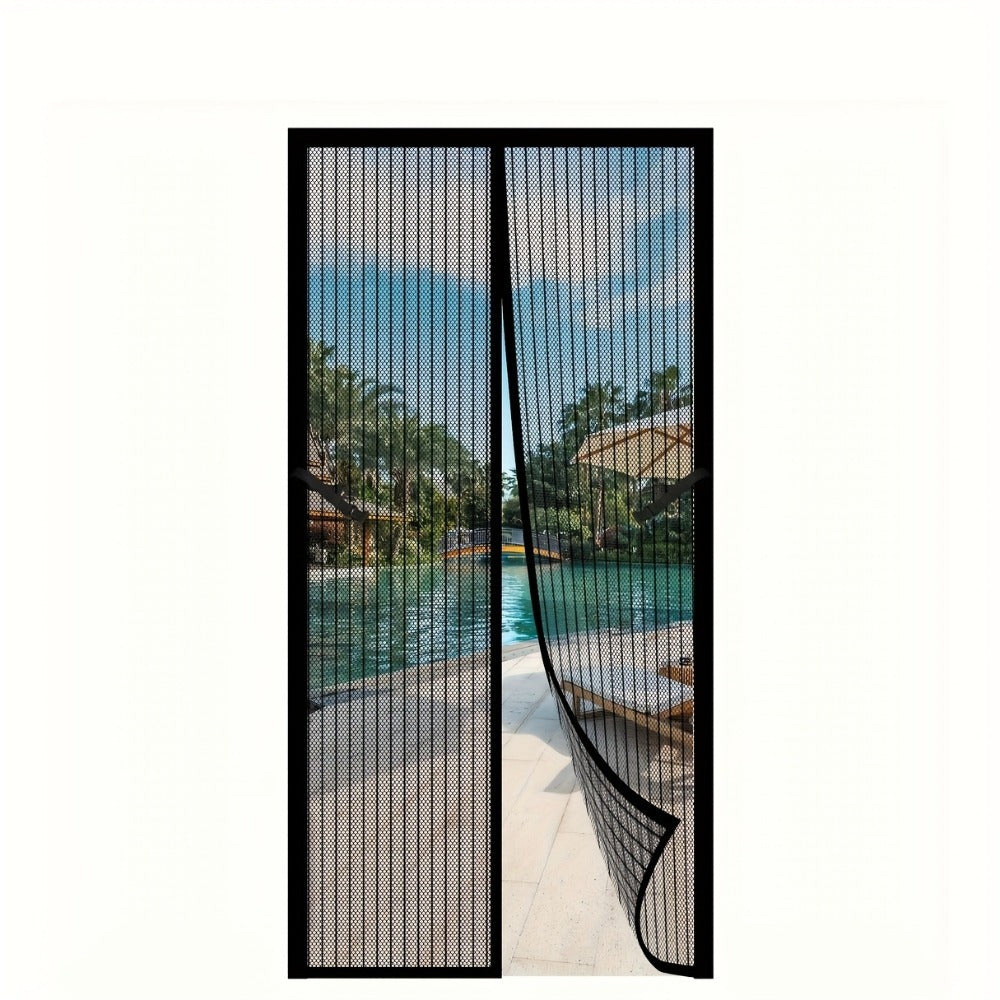 Magnetic Screen Door with Heavy Duty Metal Frame – Self-Closing Mesh Door Curtain, Insect-Proof Bug Screen with Frame Shackle