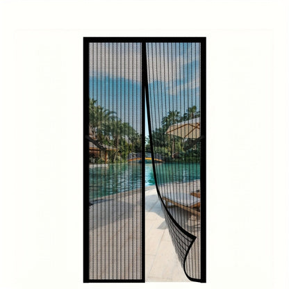 Magnetic Screen Door with Heavy Duty Metal Frame – Self-Closing Mesh Door Curtain, Insect-Proof Bug Screen with Frame Shackle