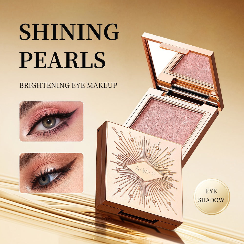 Shimmer Eyeshadow Palette 5 Shades Glowing Waterproof Creamy Blendable Formula with Built-in, for Makeup, Travel and Everyday Vanity Use